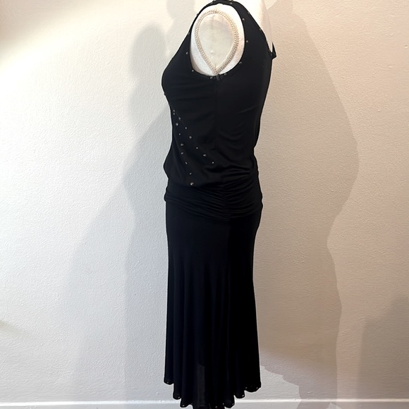 Ella Moss Black Tank Midi Dress Rutched Side and Grommets Top Boho Flattering - Picture 4 of 10